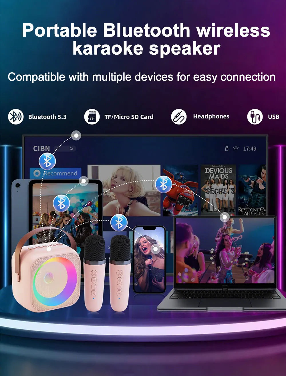 Portabel Karaoke – Trådlös Mikrofon & Mini Bluetooth Högtalare