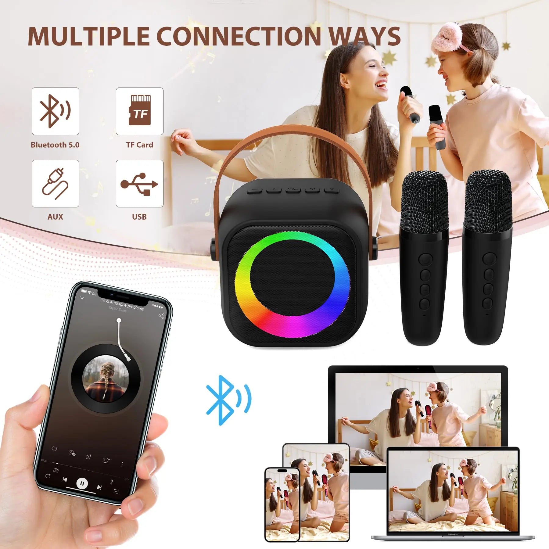 Portabel Karaoke – Trådlös Mikrofon & Mini Bluetooth Högtalare